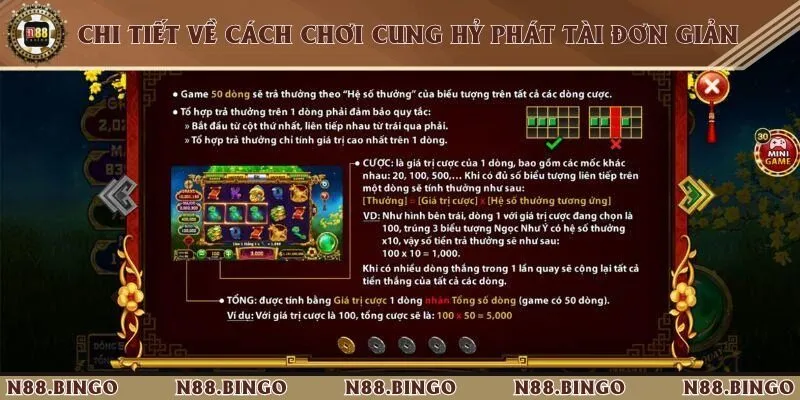 Trải Nghiệm Game Cung Hỷ Phát Tài Tại N88 Siêu Hấp Dẫn 1 Luật quay hũ trong Cung Hỷ Phát Tài